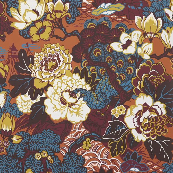 Shanghai Peacock Wallpaper- Cinnabar
